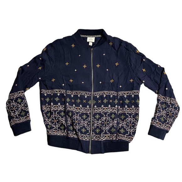 Knox Rose blue bomber style embroidered jacket - Picture 1 of 6